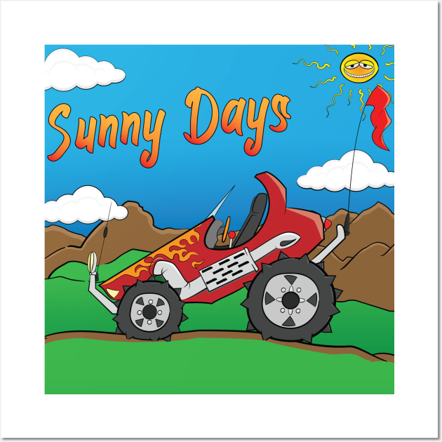 Sunny Days Red Offroad 4x4 Rock Crawler Truck Wall Art by Dad n Son Designs